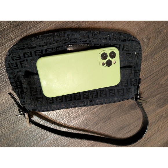 Vintage Fendi Zucca Baguette ShoulderCanvas Baguette Bag Black